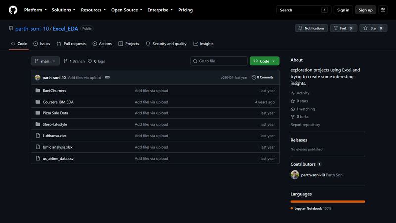 Excel and Python EDA repository on GitHub